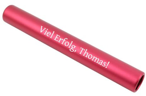 Diamandi Staffelstab mit Gravur - personalisiert mit Wunsch-Text, Name oder Logo - Geschenk Mitarbeiter Abschied Übergabe Jubiläum - Arbeit + Sport - Leichtathletik (rot)