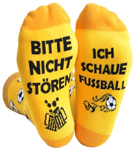 RFBEUTEL Fanartikel Fussball Socken Unisex Damen Herren & Kinder Baumwolle Lustige Geschenke Mit Spruch BITTE NICHT STÖREN ICH SCHAUE FUSSBALL Geschenk für Männer und Frauen