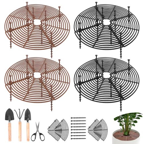 Protector de Macetas 4pcs Protectores de Suelo para Macetas 30cm Respetuoso Rejilla para Maceta al Frío Cubierta Protectora para Macetas para Protección de Seguridad para Niños Gato Mascotas