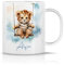 iCaseDesigner Personalised Childrens Polymer Mug - Cute Baby Tiger on a Swing - Blue Theme