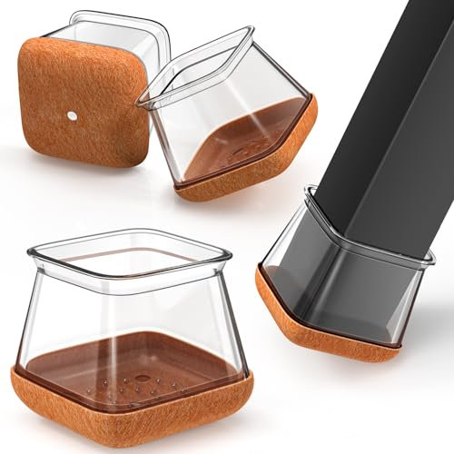 24pcs Carré Protection Pied de Chaise Noir, Ebouts de Pieds de Chaise, protecteurs de Sol en Silicone, Patins en Feutre pour chaises, Reduire Le Bruit éviter Les Rayures XL (36.1-43mm)