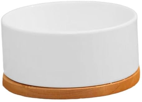 F Fityle Constant Temperature Pet Bowl Heated Water Bowl for Outdoor Winter Outside Wood Base Cat Feeding Station for Squirrel Chicken, white