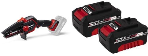 Einhell motosega a batterie GE-PS 18/15 Li BL-Solo Power X-Change & Originale PXC Twin Pack 4,0 Ah Batterie, 18 V, Per tutti i dispositivi Power X-Change