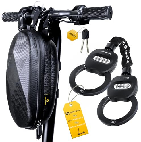 AMZLOCK Antifurto Monopattino Elettrico, Lucchetto Combinazione per Scooter/Biciclette/Moto, Lucchetto Antifurto per Biciclette con Borsa Monopattino Elettrico