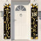 18th Birthday Party Decorations Banner - Happy 18th Birthday Door Porch Sign Banners Black Gold Door Banner for Women Men Party Decoration Supplies
