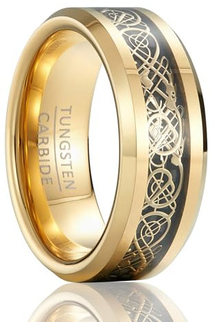 SOXEMAN 1 x exquisiter glamouröser Herrenring aus Wolframstahl, langlebig, kratzfest, vergoldet, wunderschönes gemustertes Design für den täglichen Gebrauch und als Geschenk