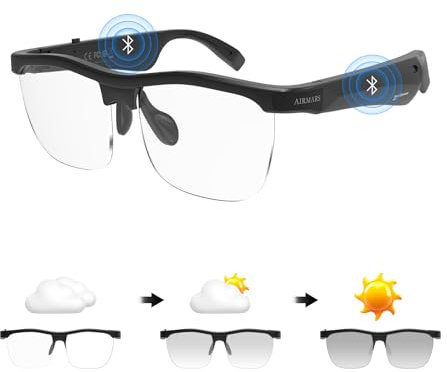 AIRMARS MG10 Smart Glasses for Men and Women, Bluetooth Sunglasses Built-in Speaker and Microphone, Blue Light Filtering, UV Protection, Bluetooth V5.3 Support Voice Assistant/Android/Mac/PC