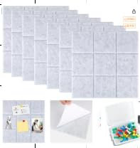 Pinnwand Groß, 8 Stück Filz Pinnwand Selbstklebend, 30x30cm Korkplatte, Memoboard mit 1 Schachtel Pinnwandnadeln, DIY Korkwand für Kinderzimmer, Klassenzimmer, küche, Büro (Grau)