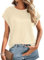 Cuptacc Tshirt Damen Crew Neck Top Mit Flügelärmeln Plaid Oberteile Lang Blouse Elegant Aprikose, Groß L 42-44