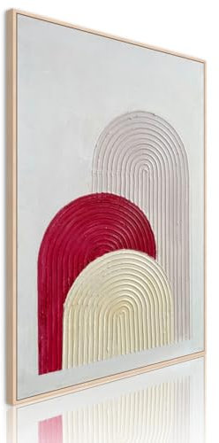 DekoArte - Cuadro Texturizado en Relieve - Cuadro Decoración Salón Moderno Geometrico - Arcos - 60x90cm - Cuadros con marco color madera incluido