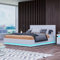 Chebinsiti Double Ottoman Bed Upholstered Storage Bed 4ft6 with LED Bed Frame Faux Leather White