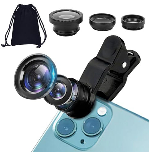 1 suit 3 in 1 macro lens for phone,Phone lens fisheye lens,Universal fisheye lens,Compatible with Almost any modern mobile device,Easy to install and remove, and with a small storage bag(black)