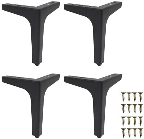 Korysnew Lot de 4 pieds de meubles en métal noir 13/15 cm - Charge maximale : pieds de canapé pour tables basses, armoires, canapé, table de chevet, armoires TV, tiroirs, avec vis (taille : 13 cm)