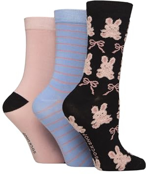 SockShop Ladies Soft, Cooling & Breathable Bamboo Feather Textured Patterned Socks in a Multipack of 3 Pairs Size 4-8