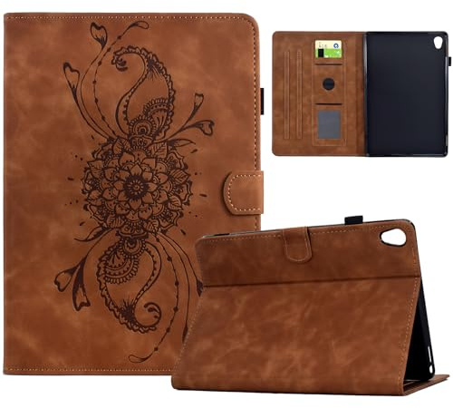 Coque pour Lenovo Tab M10 HD (2nd Gen) 10.1'' (TB-X306F/TB-X306X), Support Multi-Angle PU Cuir Étui Housse de Protection Souple en TPU avec Porte-Cartes (Brun)