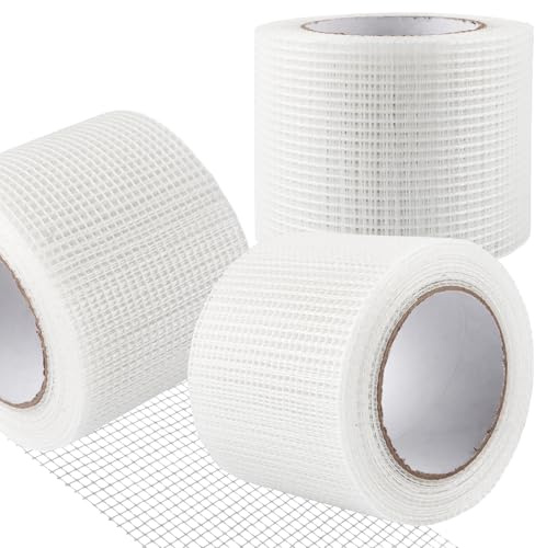 STARVAST 3 Stück Glasfaserband Gewebeband EXTRA STARK Selbstklebend Glasfasergewebe Spachtelnetz 10cm x 20m Fugenband Fiberglass Rissbrucke Füllen von Rissen Reparieren Fugen Armierungsgewebe Armierun