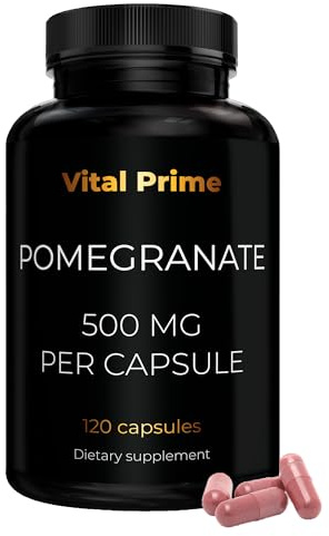 Vital Prime Pomegranate Extract Capsules 500MG per Capsule 120 Count | 4 Month Supply | Pomegranate Pills Non-GMO for Women and Men
