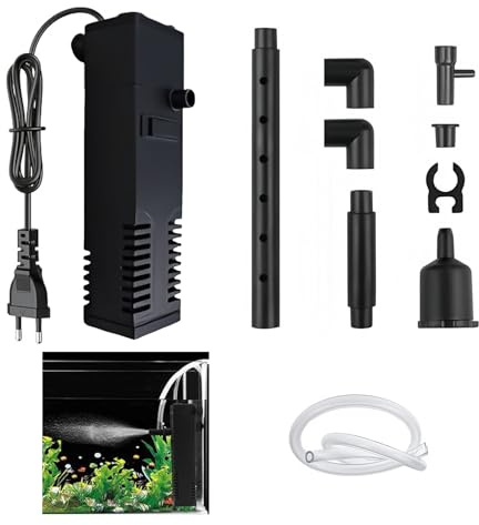 Filtre Intérieur pour Aquarium de 20L à 40L, Pompes et Filtres Professionnels pour Aquariums d’Eau Douce et d’Eau Salée, 3 en 1 avec Système de Double Filtration, Installation Facile et Silencieuse