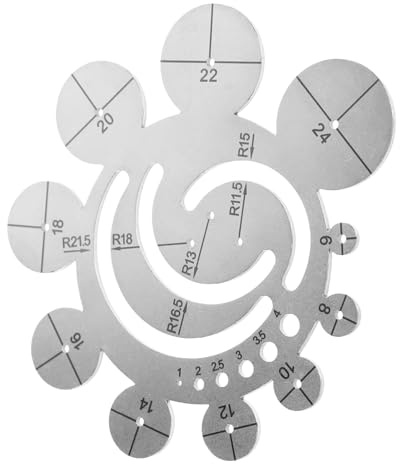 Alipis Radius Schablone aus Metall für Präzises Schneiden und Messen von Leder Kreisbogenförmiges Lineal für Handwerk und Bastelarbeiten