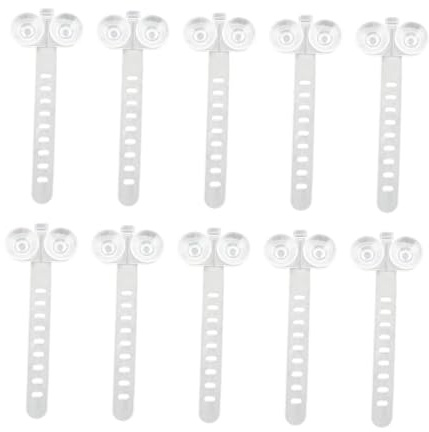 LeeQinersw 10 Pieces Aquarium Cable Ties Suction Cup Adjustable Airline Tubing Holder TRP Material Fish Tank Binding Tools Suitable for Plants Reptile Hammock Aq, White