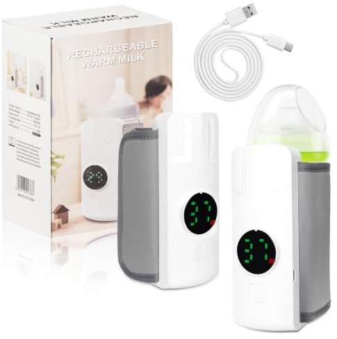 Chauffe-biberon portable sans fil, température réglable 37-55°C, rechargeable par USB avec écran LED, chauffe rapide pour lait maternel, idéal pour les voyages à la maison