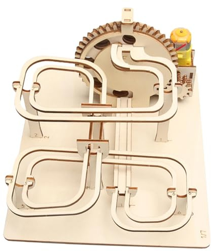 QUXVUIS Schreibtischdeko aus Holz, wissenschaftliches Lernspielzeug für Kinder, DIY 3D Murmelmodelle, mechanisches Achterbahnmodell, spielerisches Lernen mit