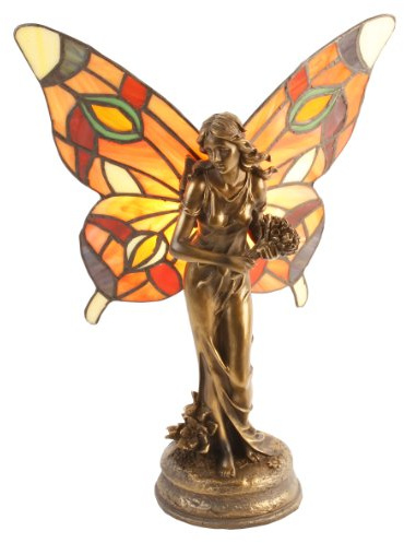 Art-déco Schmetterling Engel Fee Tiffany Buntglas-Lampe