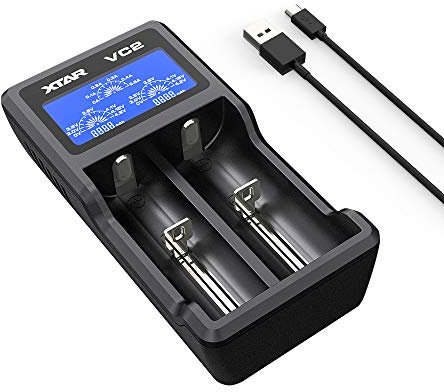 XTAR VC2 Premium UB Ladegerät mit LCD Display (MC Eries Upgrade) 18350 18500 18650 18700 14500 16340 17500 Li-Ion Akku-Ladegerät (ohne Batterien), S