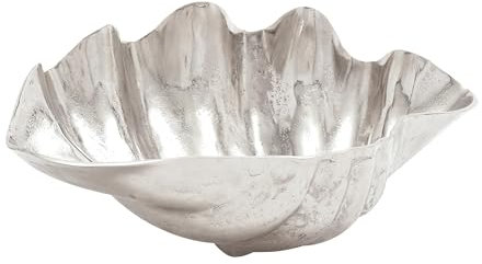 Deco 79 Coastal Aluminum Decorative Bowl Cuenco, Aluminio, Plateado, S Talla