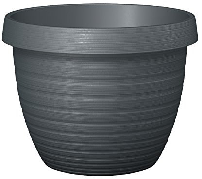 Scheurich Country Star Pot de Fleurs en Plastique, Gris métallisé, 35 cm de diamètre, 26,2 cm de Haut, 14,5 l de vol.