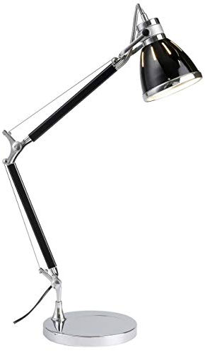 Brilliant Octavia Tischleuchte schwenkbar chrom/schwarz Büro, 1x E27 geeignet für Normallampen bis max. 40W