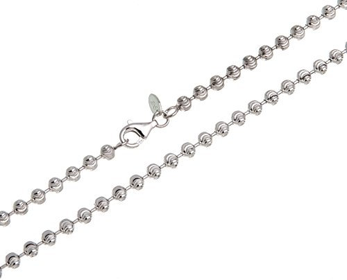 4mm Kugelkette, geschliffen- echt 925 Silber, Länge 45cm