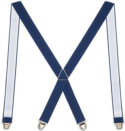 YEHMAN Bretelle large X Made in France 3.5 cm à grosses pinces/clips Homme Femme (Bleu marine)