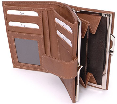 Gigi - Portefeuille Femme Cuir - Porte Monnaie Moyen - Porte Carte 8 Emplacements pour Cartes - Boîte Cadeau - 4244 - Marron