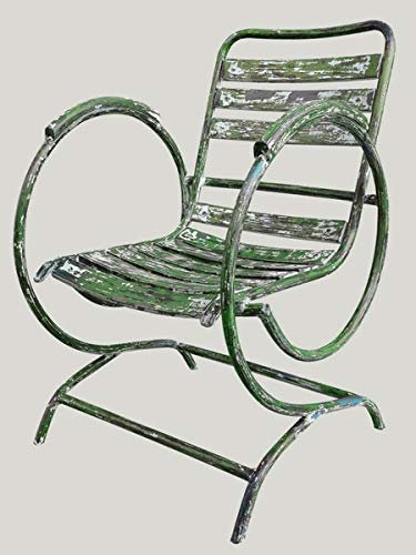 Casa Padrino Jugendstil Gartenstuhl mit Armlehnen Antik Grün 60 x 45 x H. 85 cm - Handgefertigte Gartenmöbel