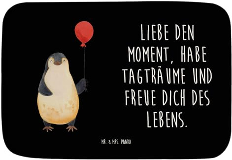 Mr. & Mrs. Panda Duschvorleger Pinguin Luftballon - Geschenk, Badteppiche, Badgarnitur, Jahrmarkt, Beste Freundin, neues Leben, Kind, Badematte,