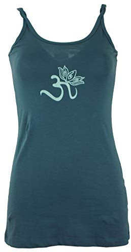 GURU SHOP Yoga-Top aus Bio-Baumwolle OM - Taubenblau, Damen, Size:M