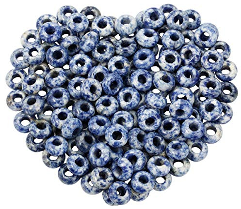 mookaitedecor Crystal Large Hole Stones Beads for Jewellery Making | 20pcs Sodalite Loose Beads, Handmade Crystal Stone Beads, Macrame DIY Projects Rondelle, 14m
