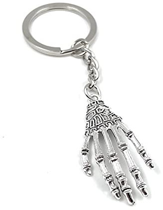 Onwomania - Hand Knochen Skelett Anhänger Schlüsselanhänger - Metall Glücksbringer ideal als Geschenk z.B. für den besten Freund, die beste Freundin, Mama - Für Männer, Frauen & Kinder