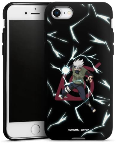 Silikon Hülle kompatibel mit Apple iPhone 7 Case schwarz Handyhülle Kakashi Naruto Shippuden Offizielles Lizenzprodukt