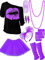 Blulu 80 Jahre Kostüm Zubehör Set, T-Shirt Tutu Stirnband Ohrring Halskette Beinlinge(XS,Lila)