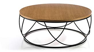 MOMMA HOME - Couchtisch - Modell Tampa - Farbe Eiche und Mattschwarz - Maße 80 x 30 x 30 cm - Hergestellt aus Eichenholz - Metallrohrgestell - Beistelltisch
