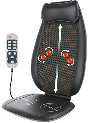 Rückenmassagegerät, RENPHO Massagesitzauflage S-Form Shiatsu Massageauflage mit Vibration, Wärmefunktion, Tiefenknetrollen, Massagegerät für Schulter, Taille, Hüfte