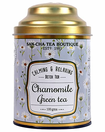 Sancha Tea Boutique Tè di camomilla verde, tè notturno, coricarsi, aiuta a sopportare lo stress e l'ansia, 100 x 3 tazze, tè certificato Rainforest Alliance, calmante note floreali e vegetali