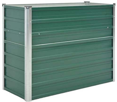 Goliraya Hochbeet Pflanzbeet Kräuterbeet Blumentopf Blumenkasten Blumenkübel Metall Gartenbeet Frühbeet Garten Blumenhochbeet für Terrasse & Garten Verzinkter Stahl 100x40x77 cm Grün