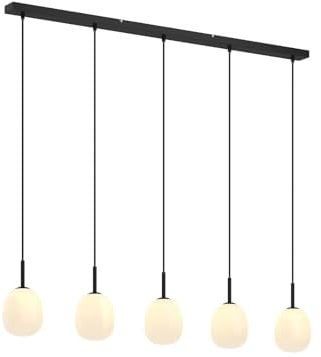 Lindby Pendelleuchte Etiena (Modern) in Schwarz aus Glas (5 flammig, G9) - Hängelampe Esstischlampe Hängeleuchte Wohnzimmerleuchte