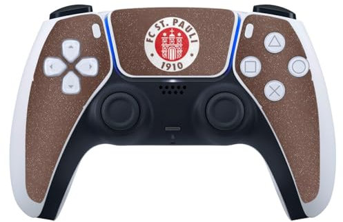 DeinDesign Skin kompatibel mit Sony Playstation 5 Controller PS5 Folie Sticker Offizielles Lizenzprodukt Logo FC St. Pauli