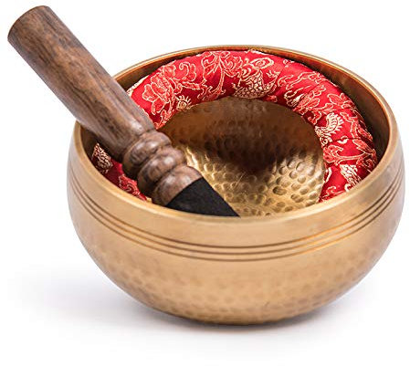 Tibetische Klangschale - Tibetische Klangschalen Set mit Klöppel und Kissen für Meditation Entspannung,Stress und Angst Relief,Schulen Singing Bowl - 11cm