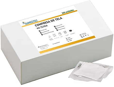 Sumedtec - 200 Gasas estériles 10 x10 cm, empacadas individualmente, de tela no tejida para el cuidado de heridas, suministros médicos de primeros auxilios. 
