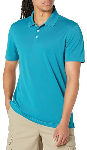 Amazon Essentials Men's Golf Polo Shirt, Short Sleeve, Slim-Fit, Quick-Dry, Teal Blue, M